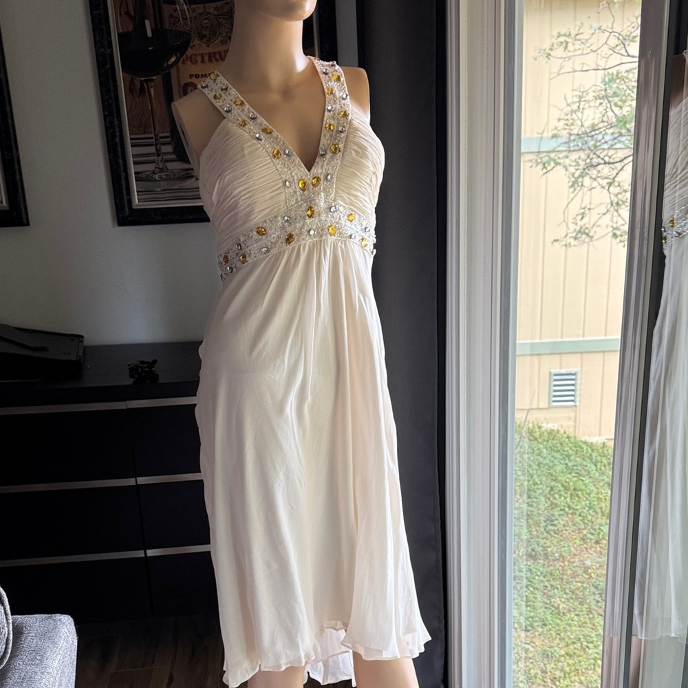 Elegant Silk Ivory iEmbellished dress {P7}